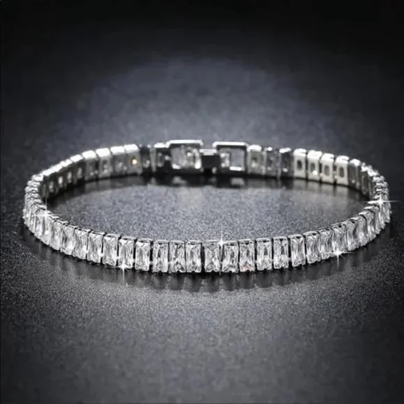 7” NEW 925 STERLING SILVER CUT DIAMOND BRACELET, NICE BRACELET, CUTE BRACELET - Picture 2 of 7